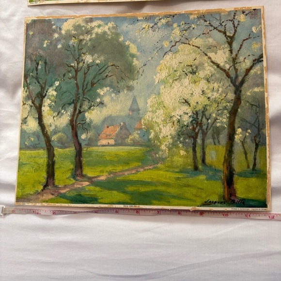 2 Jacques Bille Prints Park Motif Countryside Trees 9.5X12 Printed Switzerland - Picture 11 of 12